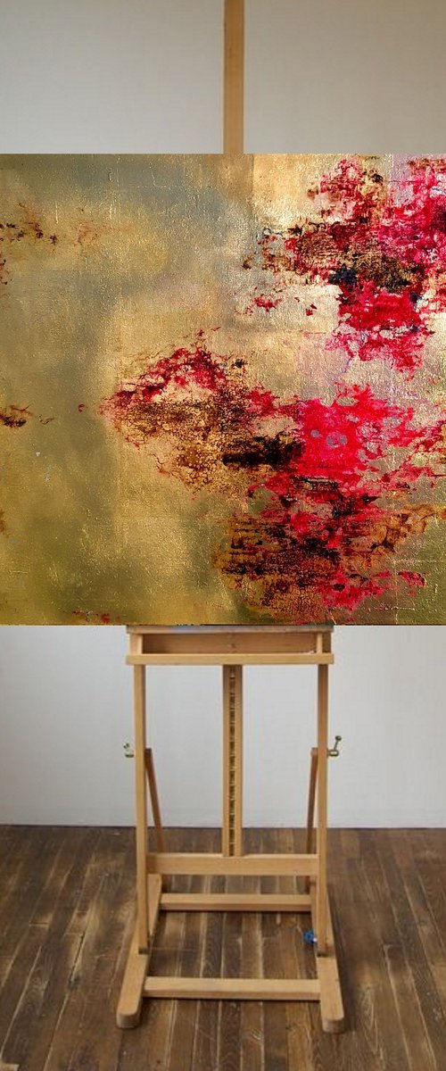 Gold  abstract painting  #0016. by Olena Topliss