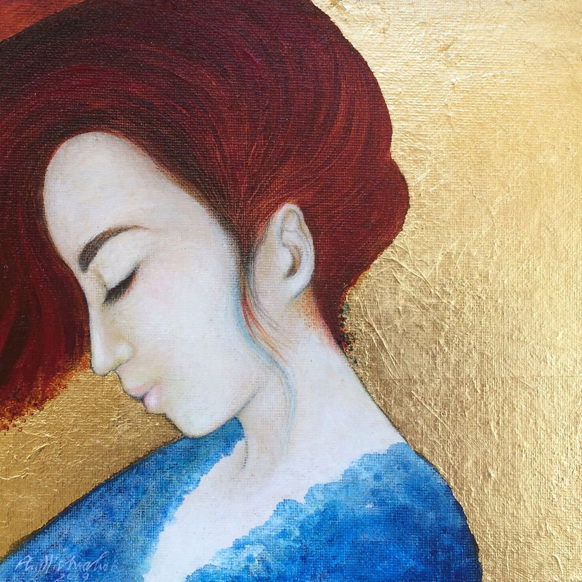 Face in Blue and Gold by Phyllis Mahon