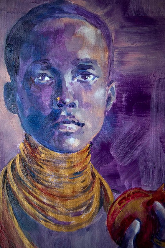 Girl with golden garnet