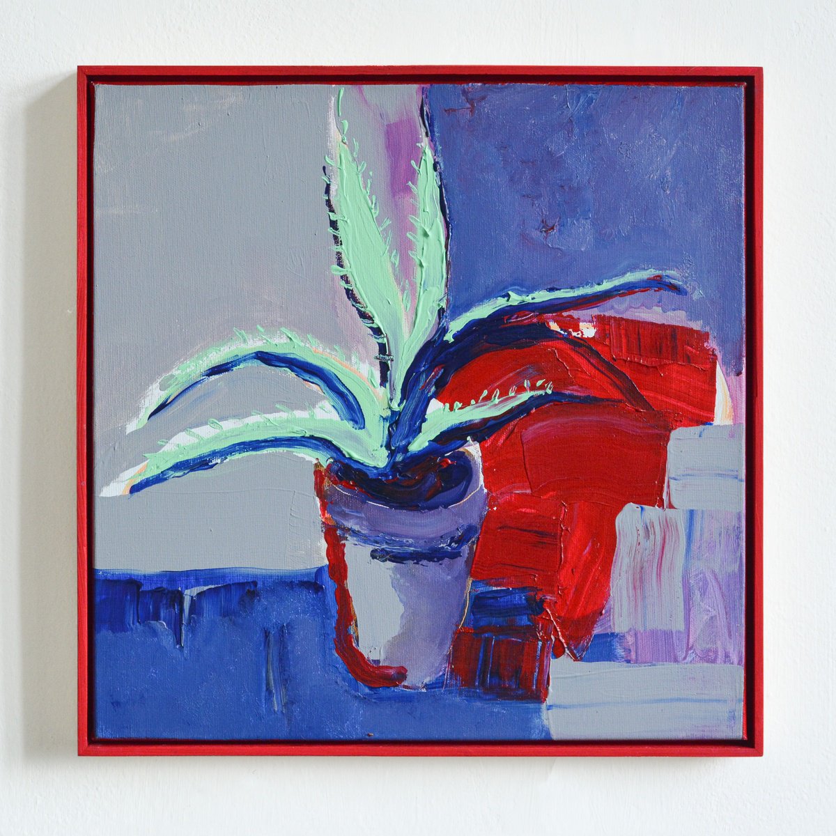 Impressionistic Botanical Acrylic Painting By Igor Nekraha, 17 X 17, Aloe, Original Artwork