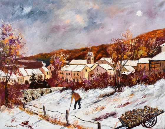 A village in my countryside   in winter