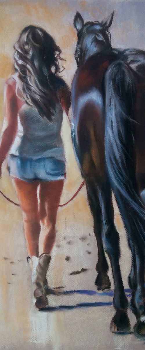 Girl and horse by Magdalena Palega