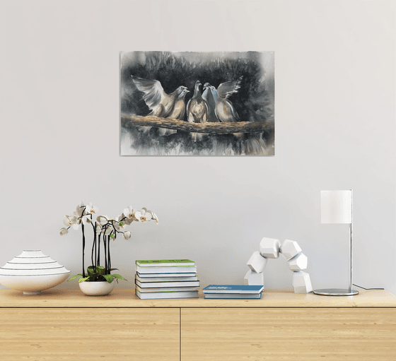 Birds on branch