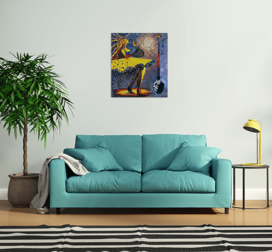 Passionate music (70x80cm, oil painting, modern art, ready to hang, music painting)