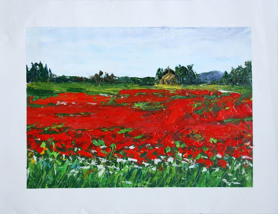 Poppies field II /  ORIGINAL PAINTING