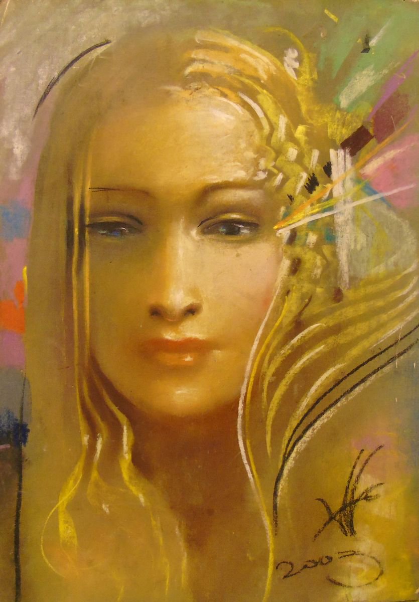 Photorealistic Portrait Pastel Drawing By Yuri Zelonuy, 12 X 16", Stranger 5, Original Artwork