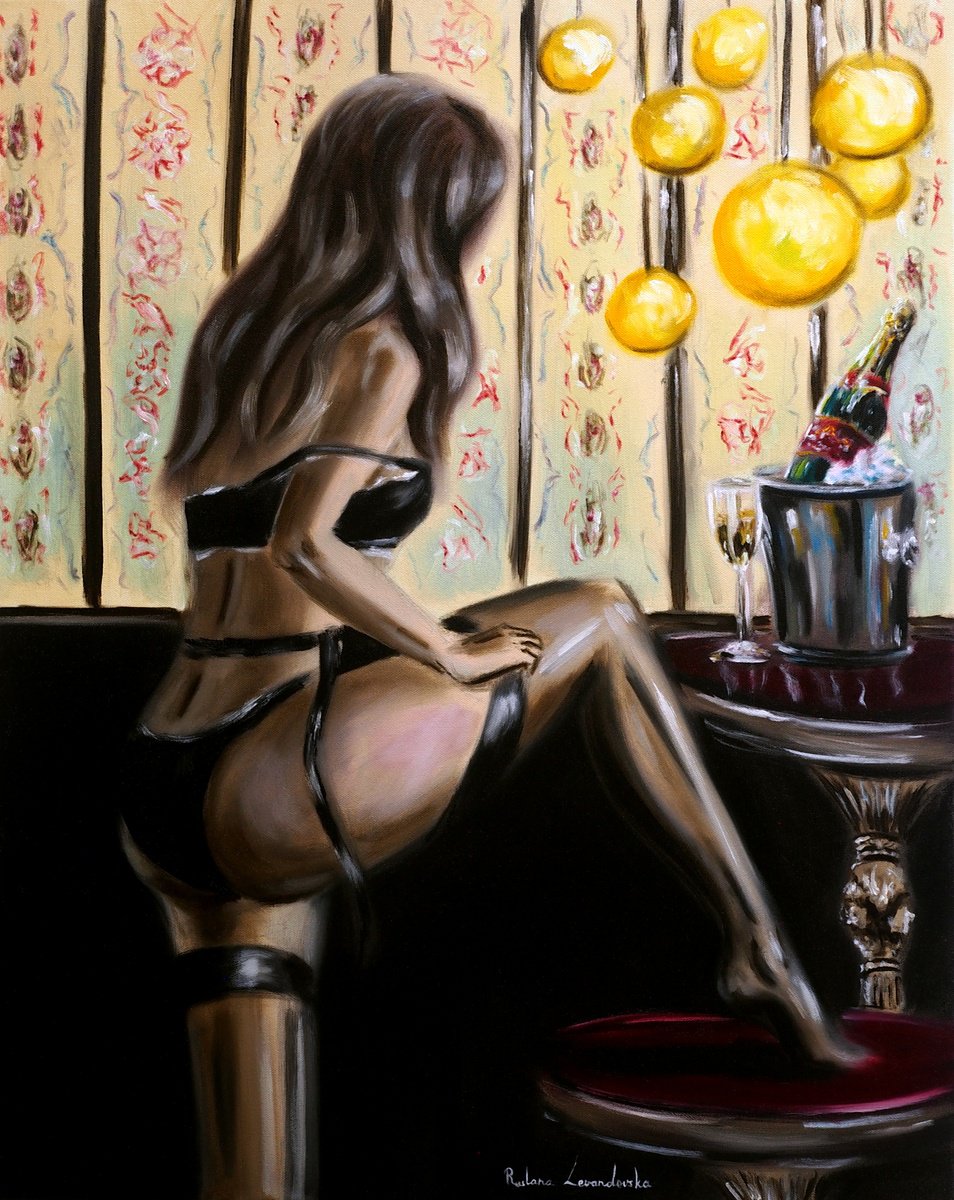 Impressionistic Portrait Oil Painting By Ruslana Levandovska, 24 X 30", The Ritual Of Elegance, Original Artwork