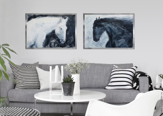 Oil painting White horse