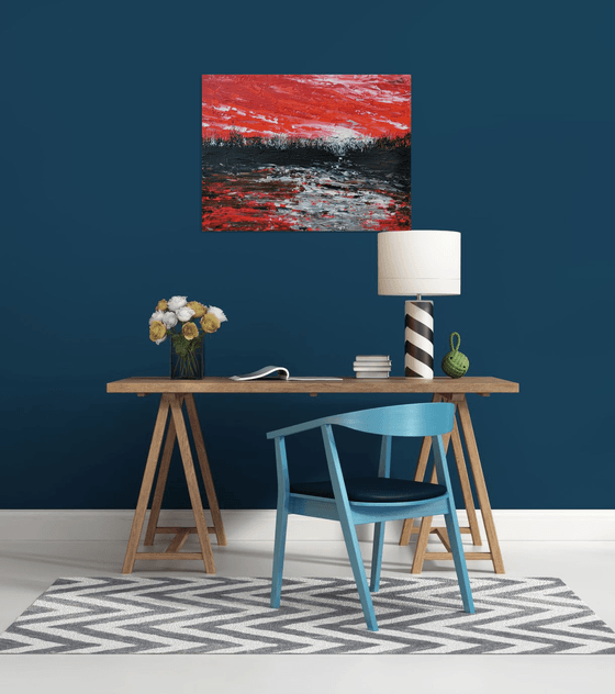 Red abstract landscape