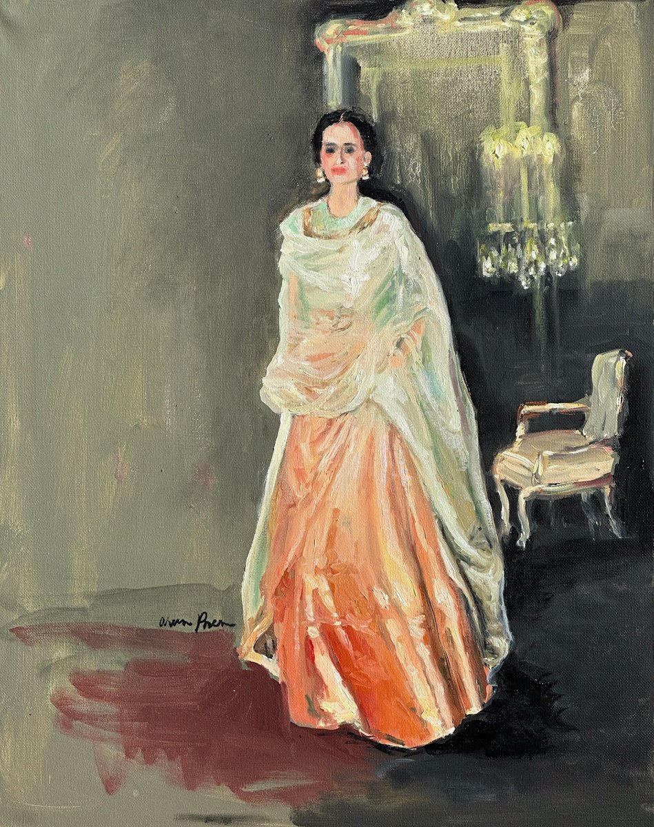 Expressive Portrait Oil Painting By Arun Prem, 18 X 24, Queen, Original Artwork