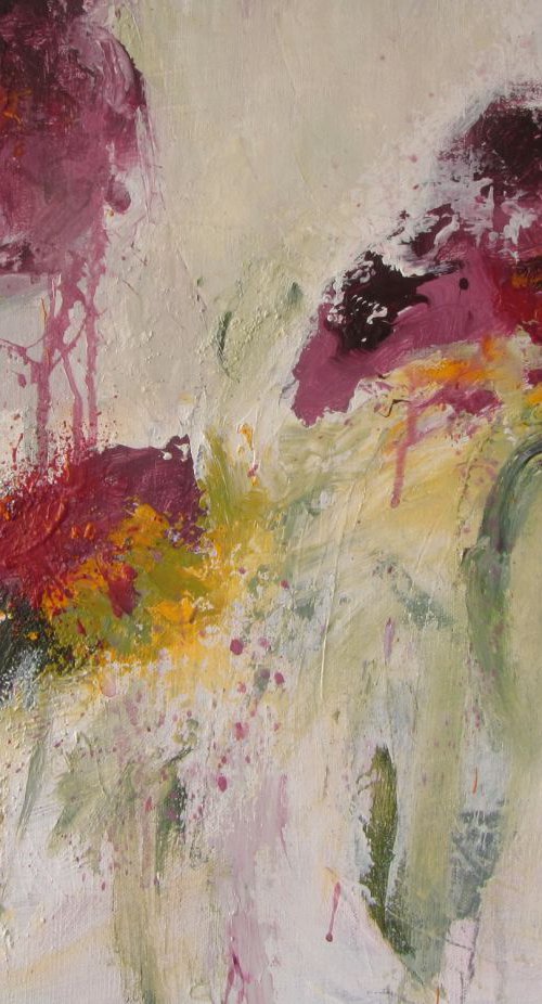 Nothing ever stops - abstract floral acrylic painting by Karin Goeppert