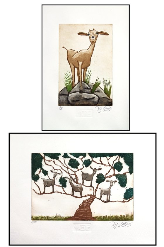 a set of Goat prints