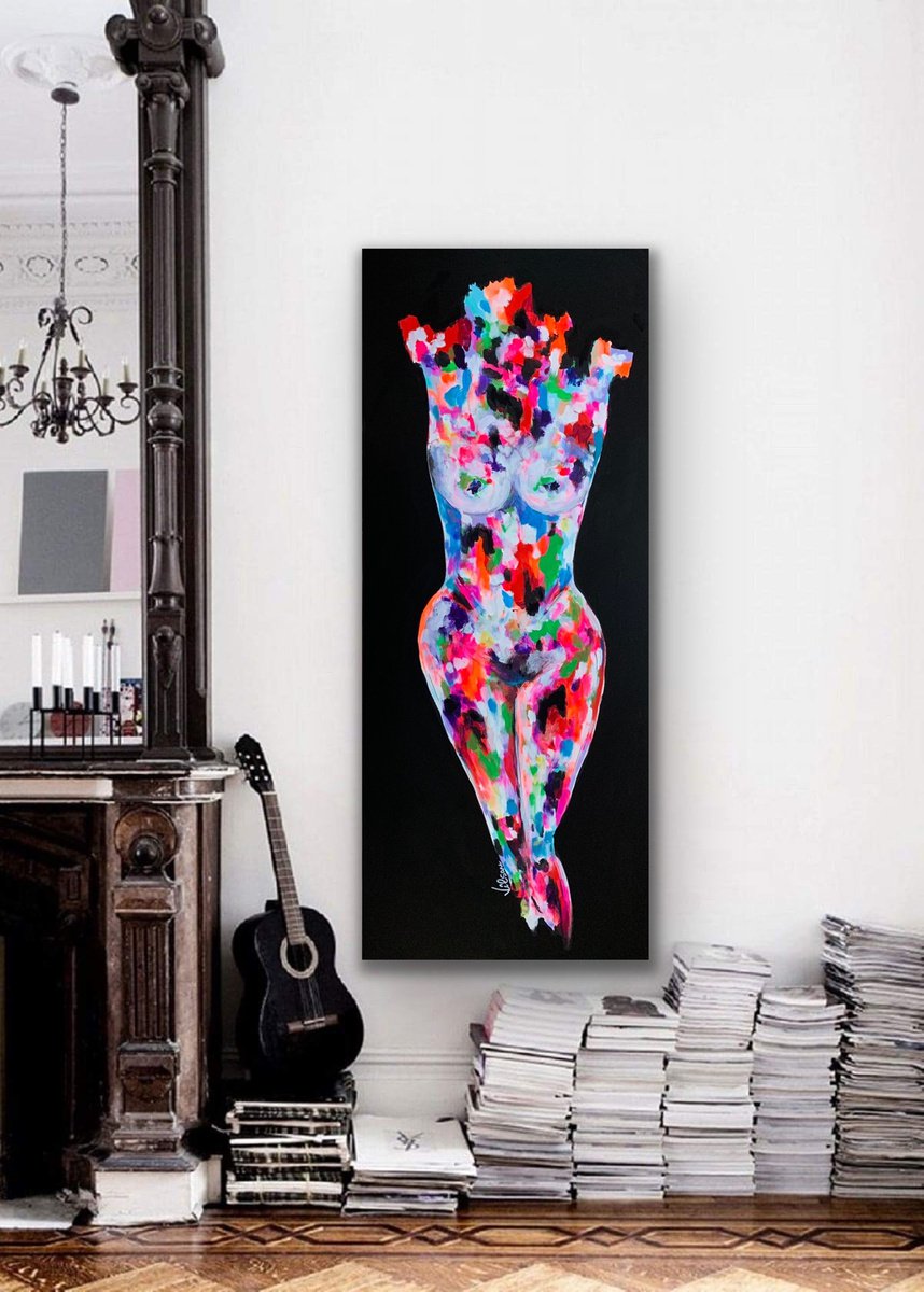 Urban And Pop Abstract Acrylic Painting By Veronica Vilsan, 24 X 59", Freedom 4, Original Artwork