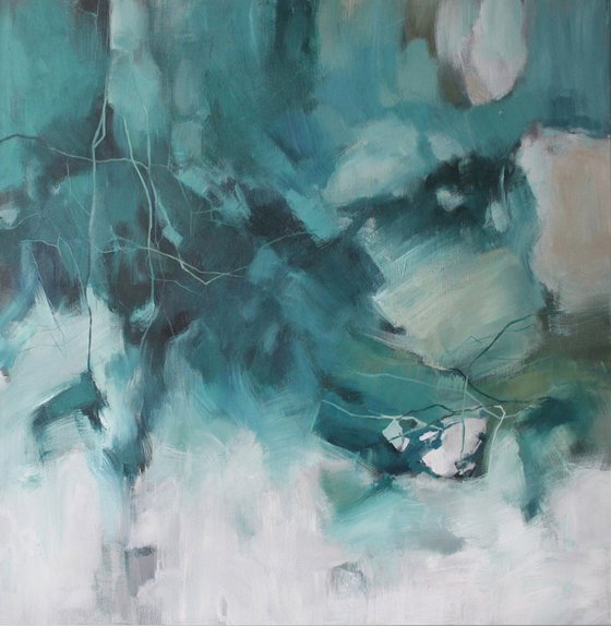 "Mint" Turquoise abstract acrylic art