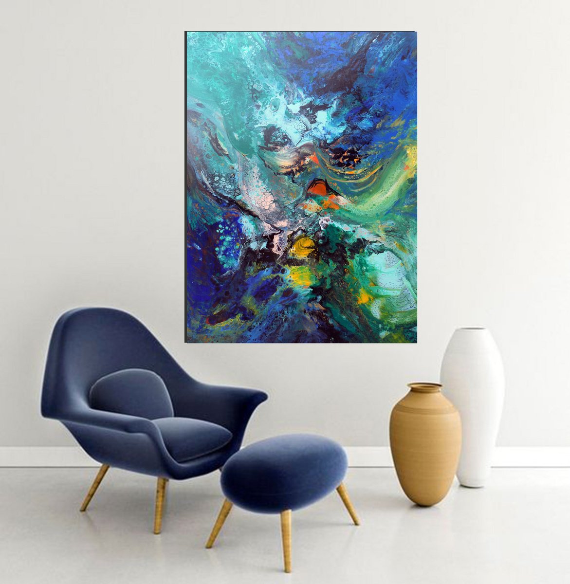 Abstract Acrylic Painting By Areti Ampi, 35 X 51, After The Storm, Original Artwork