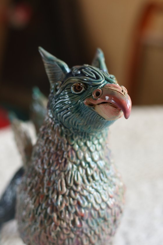 Griffin, Ceramic sculpture by Elya Yalonetski