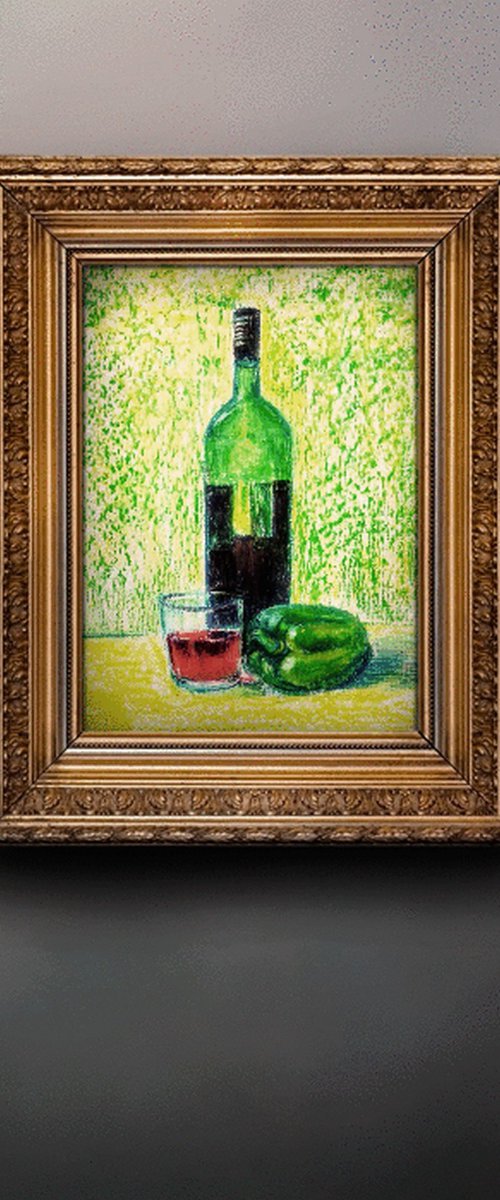 Green Wine Bottle by Asha Shenoy