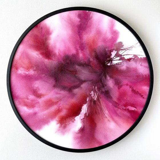 Peonies, floral round art