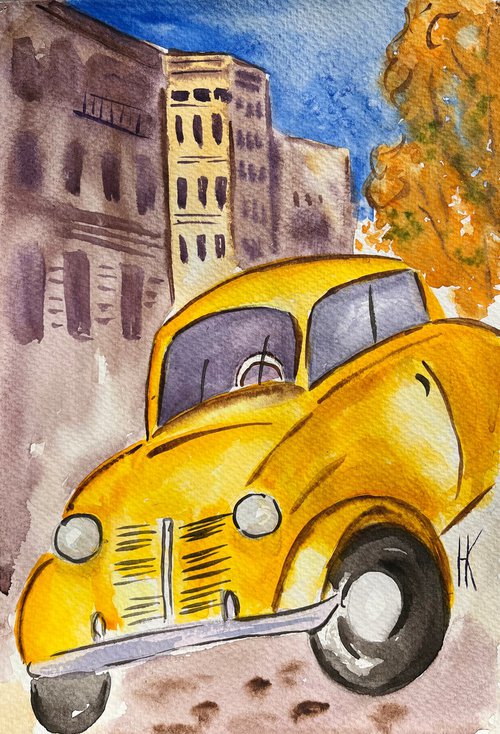 Yellow Car by Halyna Kirichenko