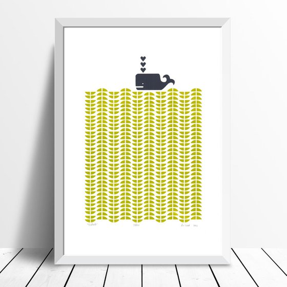 Whale in Chartreuse - Unframed - Worldwide Delivery