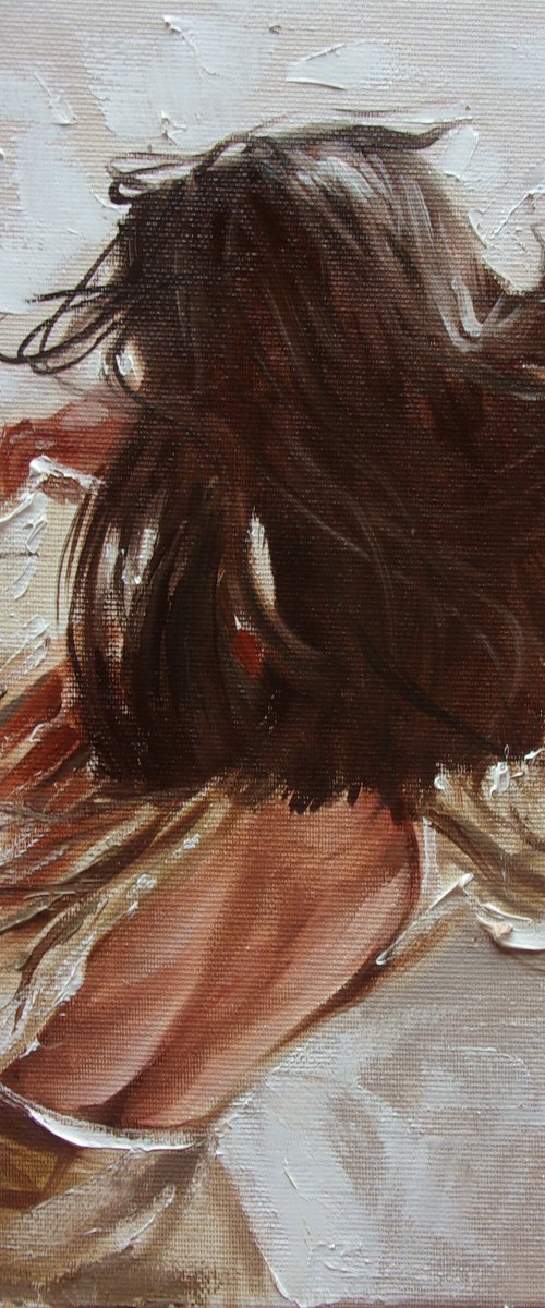 " LADY II ... " original painting wind romantic palette knife GIFT by Monika Luniak