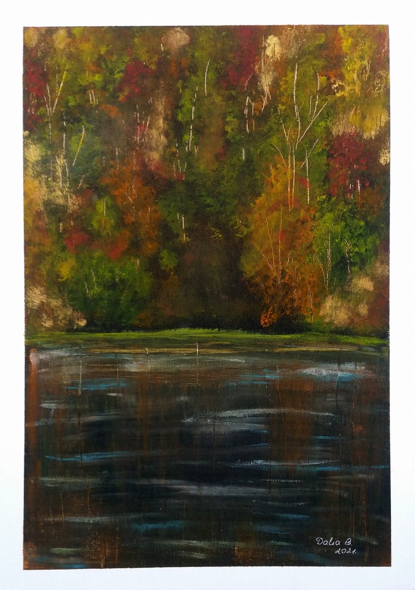 Autumn forest at nigh by Dalia Binkiene