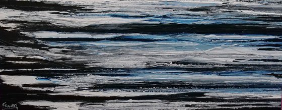 Prushed Arctic 200cm x 80cm Blue Grey Abstract Art