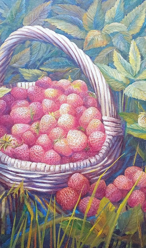 Basket with Strawberries by Oleg Riabchuk