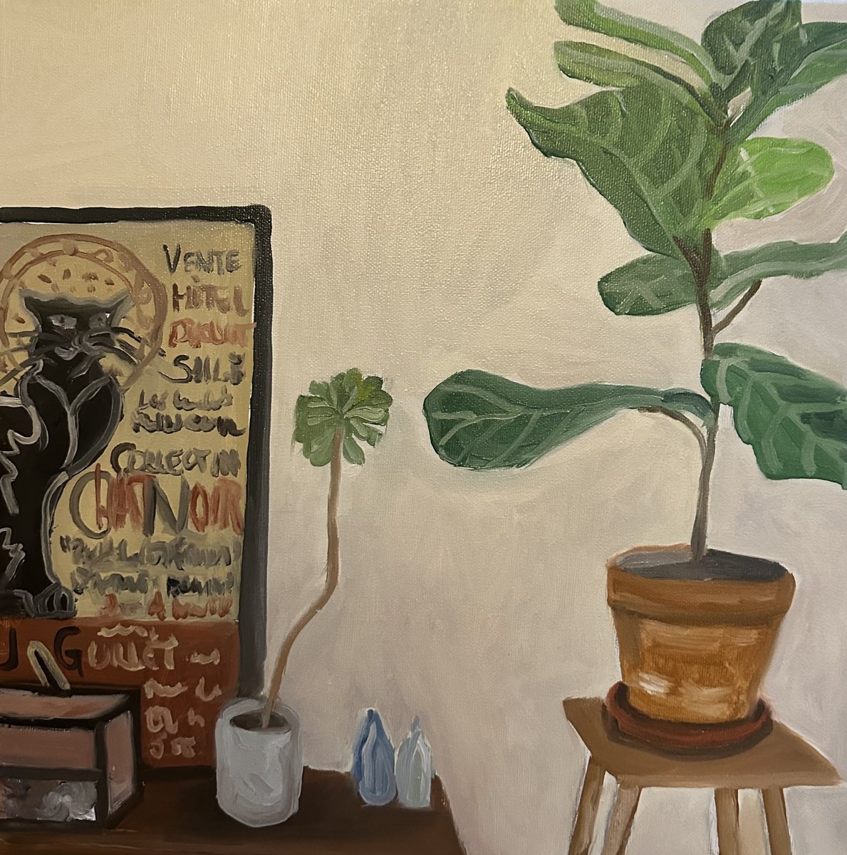 Oil Painting , Fiddle Leaf Fig By Barbara Friehs, 16 X 16, Artwork For Sale On Artfinder