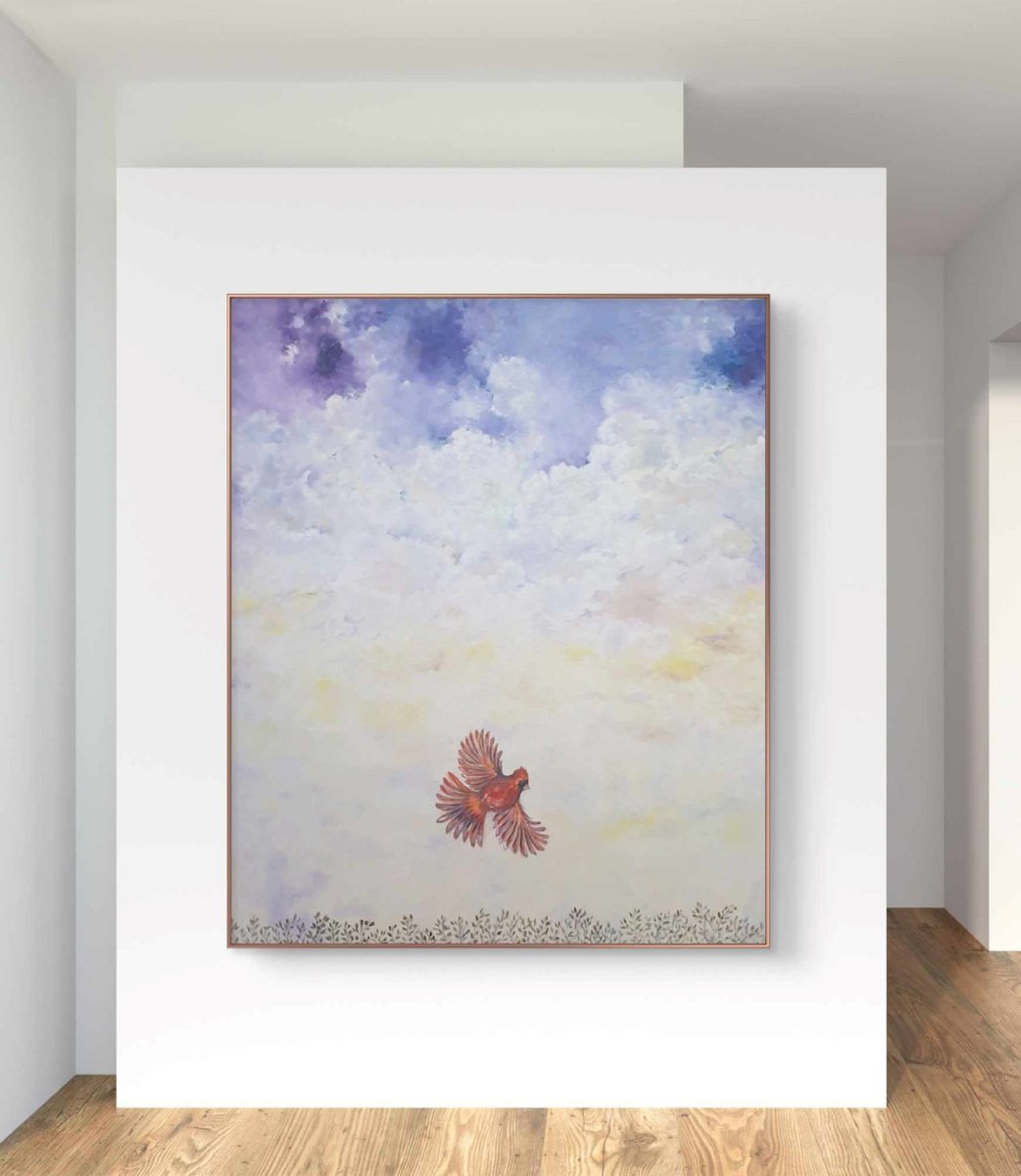 Expressive Landscape Oil Painting By Marian Gorin, 22 X 26", Soar High, Never Sigh, Original Artwork