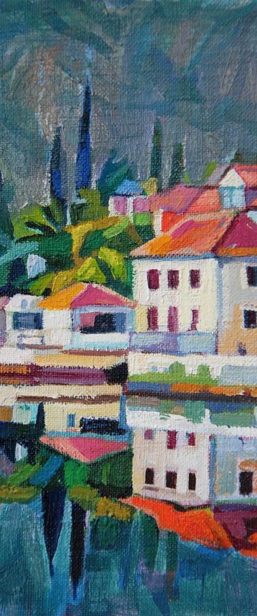 Mirrors of the coastal town /  17 x 13 cm by Maja Đokić Mihajlović
