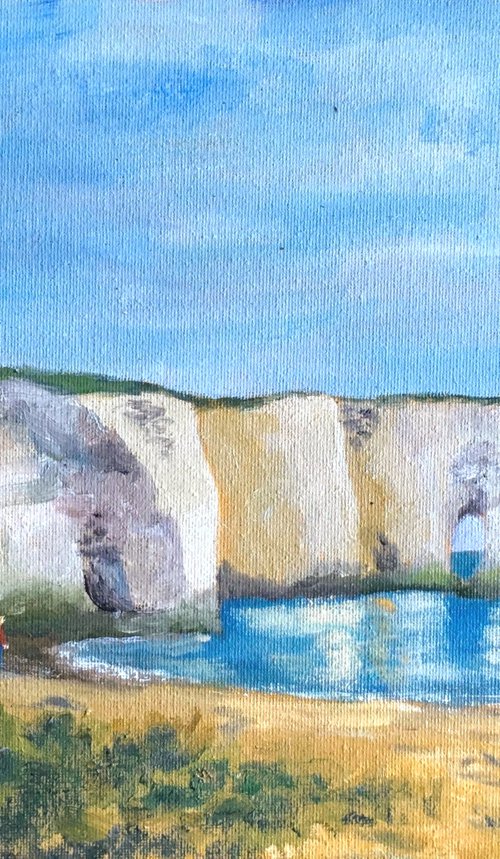 An original oil painting of Kingsgate Bay Kent by Julian Lovegrove Art