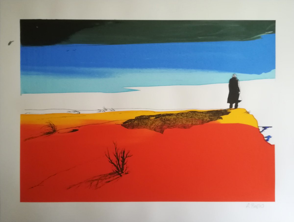 Graphic Landscape Screenprint By Aleksandar Basic, 19 X 14, Outsider Two, Original Artwork