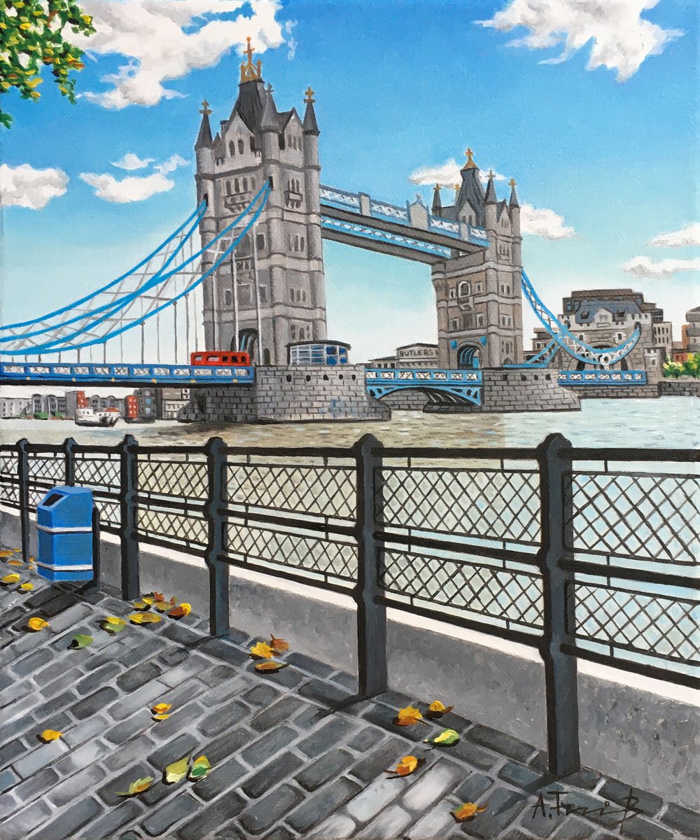 Photorealistic Cityscapes Oil Painting By Alexander Titorenkov, 10 X 12, Tower Bridge London, Original Artwork