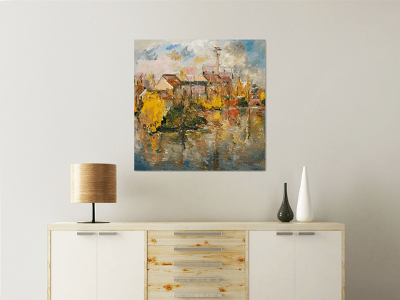 Dusseldorf - Autumn - Cityscape - Architerture - Medium Size - Gift - 80x80