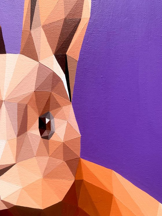 BEIGE RABBIT ON LILAC