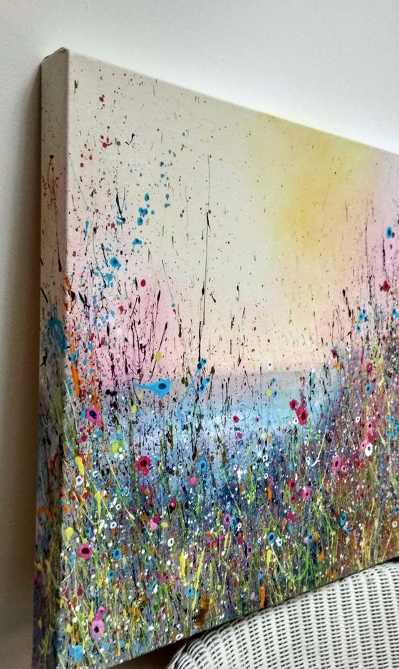 Pink champagne - wildflower meadow painting