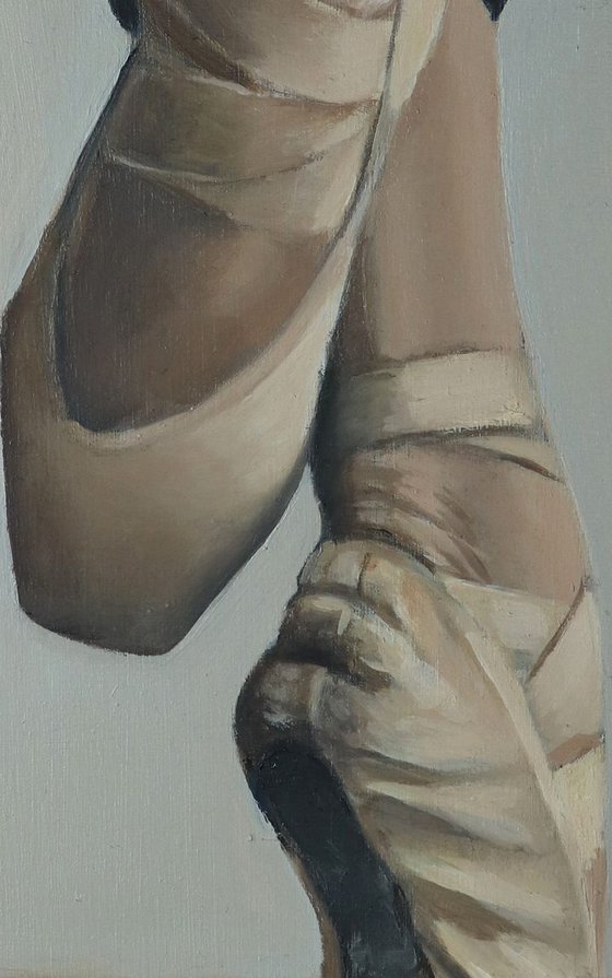 En Pointe, Dance, Ballet Dancer Shoes, Oil Painting, Ballerina, Framed Art