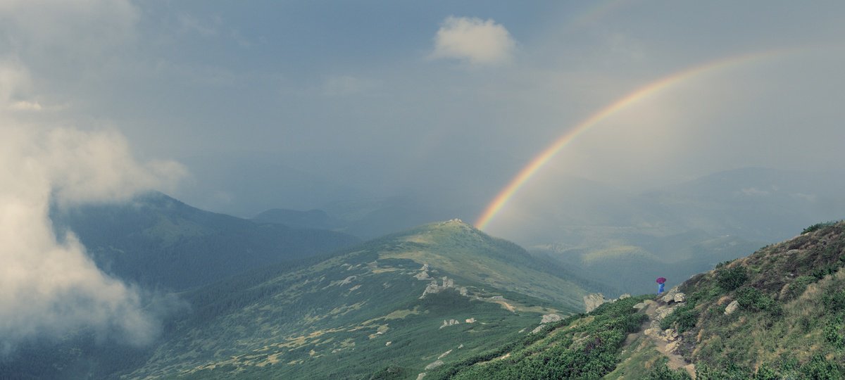 Impressionistic Landscape Photograph By Valerix, 39 X 18", Meeting With A Rainbow., Original Artwork