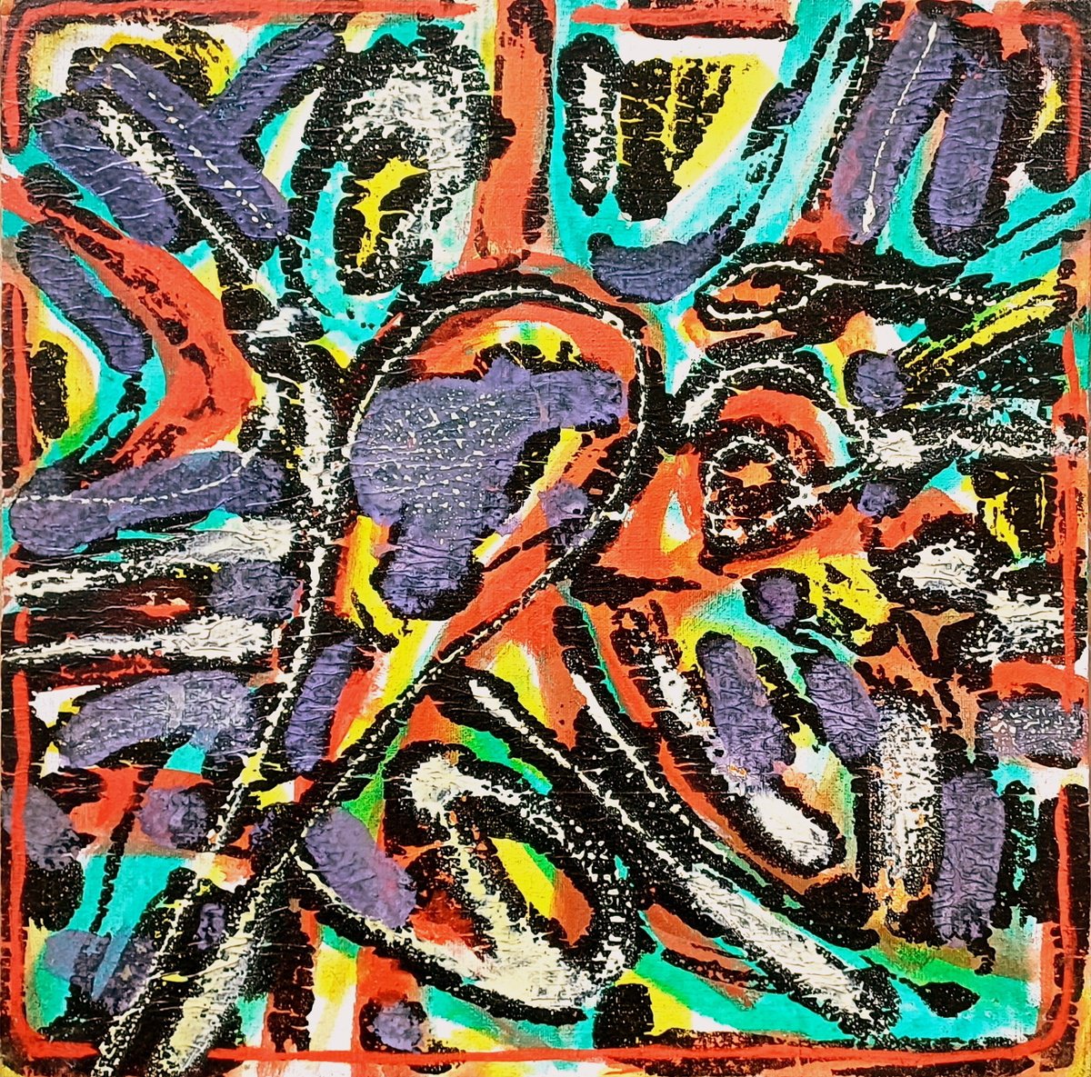 Abstract Acrylic Painting By Stanislav Bojankov, 16 X 16", Heart-Xxii, Original Artwork