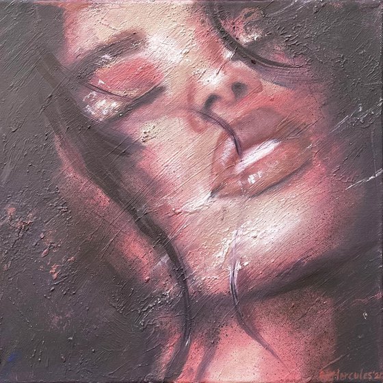 Precious Lee | female contemporary portrait of fashion model oil paint on canvas Painting by RKH