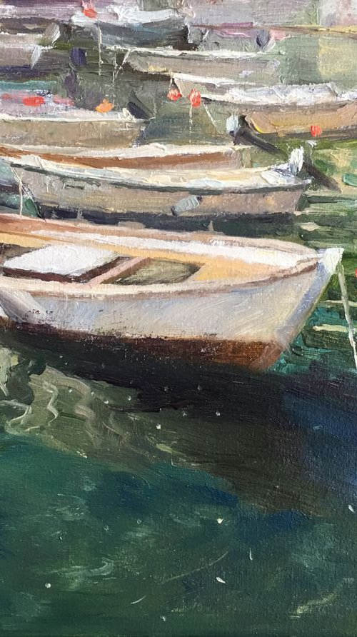 Boats in Portofino by Ling Strube