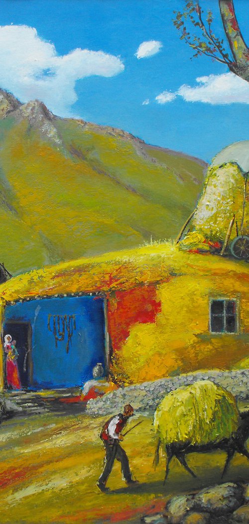 Rural life (70X80cm, oil painting, ready to hang) by Sergey Xachatryan