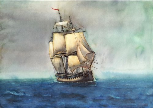 Old Sailing Ship in the Sea II by REME Jr.