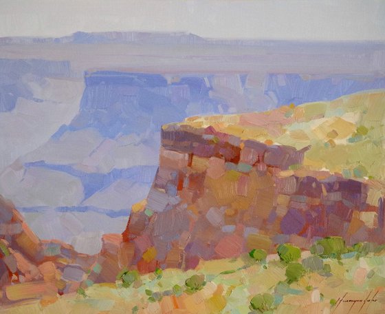 Grand Canyon, Landscape oil painting, palette knife art One of a kind, Signed, Hand Painted