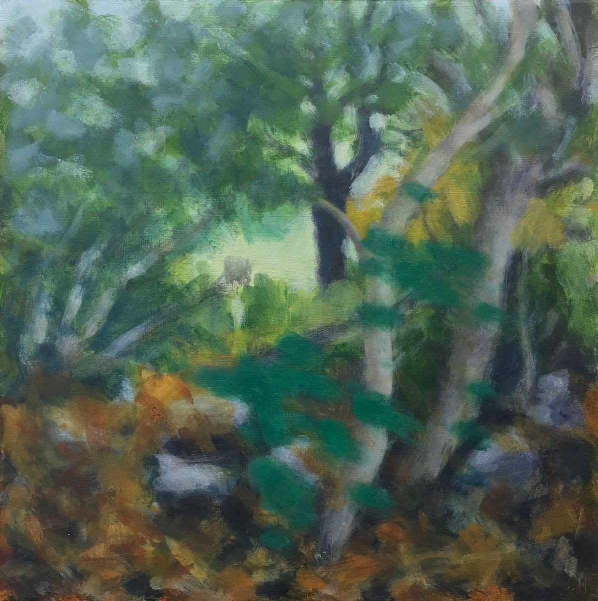 Impressionistic Landscape Acrylic Painting By Hugo Lines, 11 X 11, Crete No13, Original Artwork