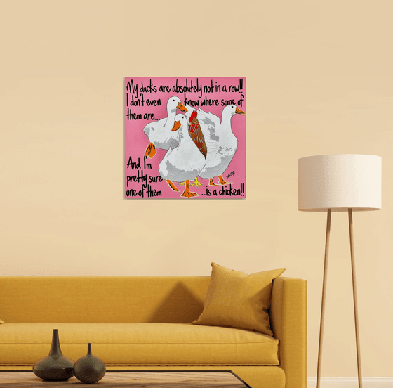 Ducks in a Row Pink Chicken 61cm x 61cm
