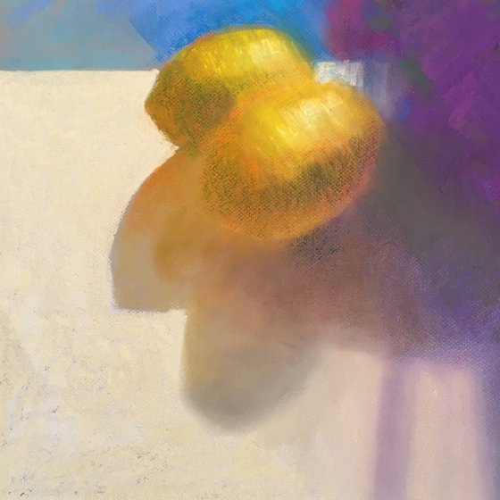 Modern still life with flowers and lemons