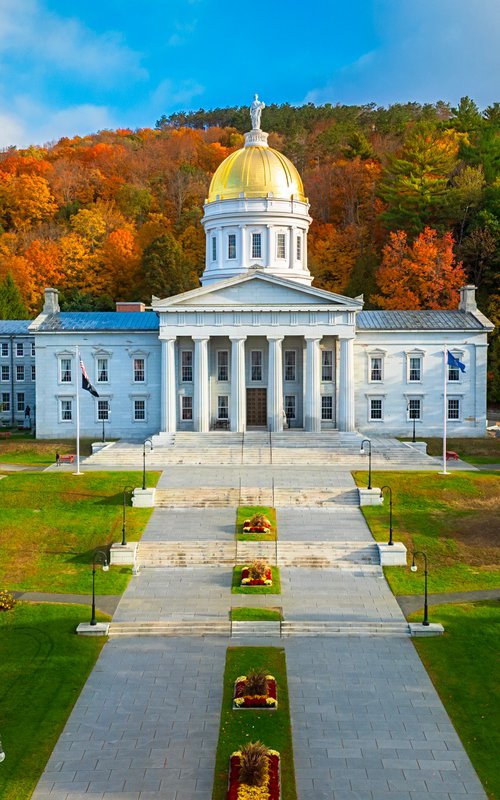 Vermont State House Fall Foliage by Francois de Melogue