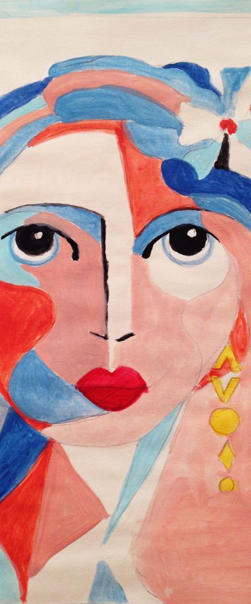 Lady 4 - original acrylic on paper- 16 x 21 cm (6' x 8' ) by Carlo Toma
